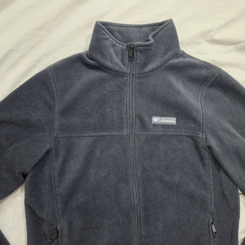 Columbia Mens Black Fleece Full Zip Jacket Size Small Lightweight Zip Pockets